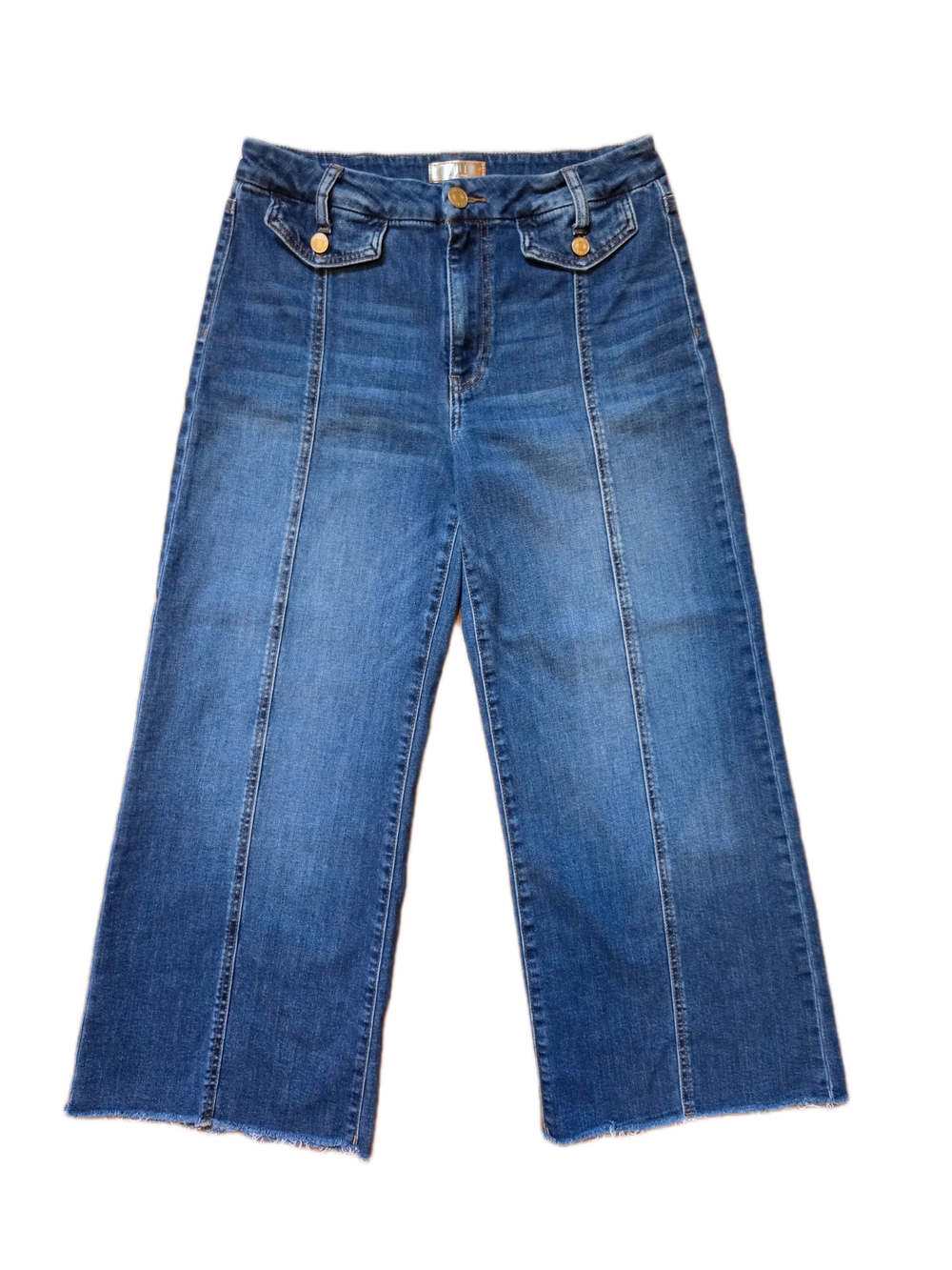 Kut from the Kloth Jeans Wide-Leg Meg W Seaming High Waist Ankle Crop 8